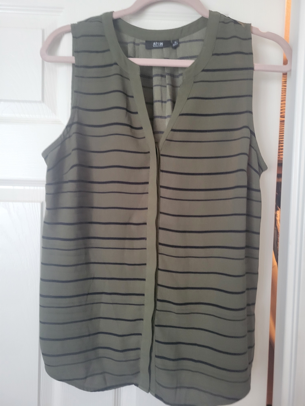 Apt. 9 Olive Green and Black Striped Sleeveless Camisole